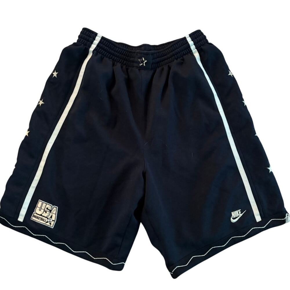 VTG 90s Nike Dream Team USA Basketball Shorts Mens Medium Black Gold Embroidery